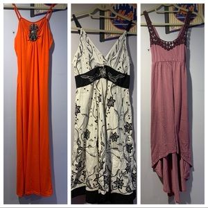 BUNDLE: 1 large dresses (1 maxis & 1 knee length) orange dress not included